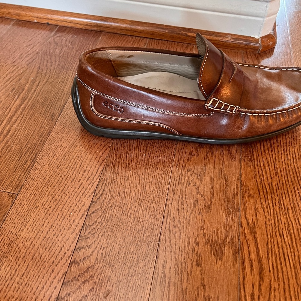ECCO Mens Brown Leather Driving Penny Loafers Sz 44/10.5 Slip On Comfort Preppy - Picture 16 of 16
